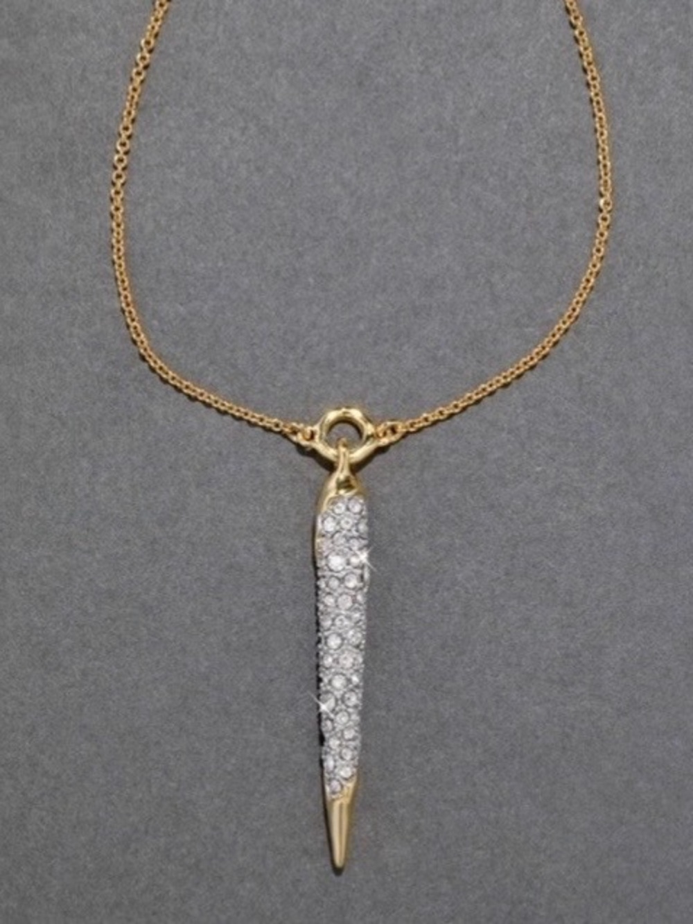 NEW Alexis Bittar Solanales Crystal Spear Necklace Gold Clear JL20